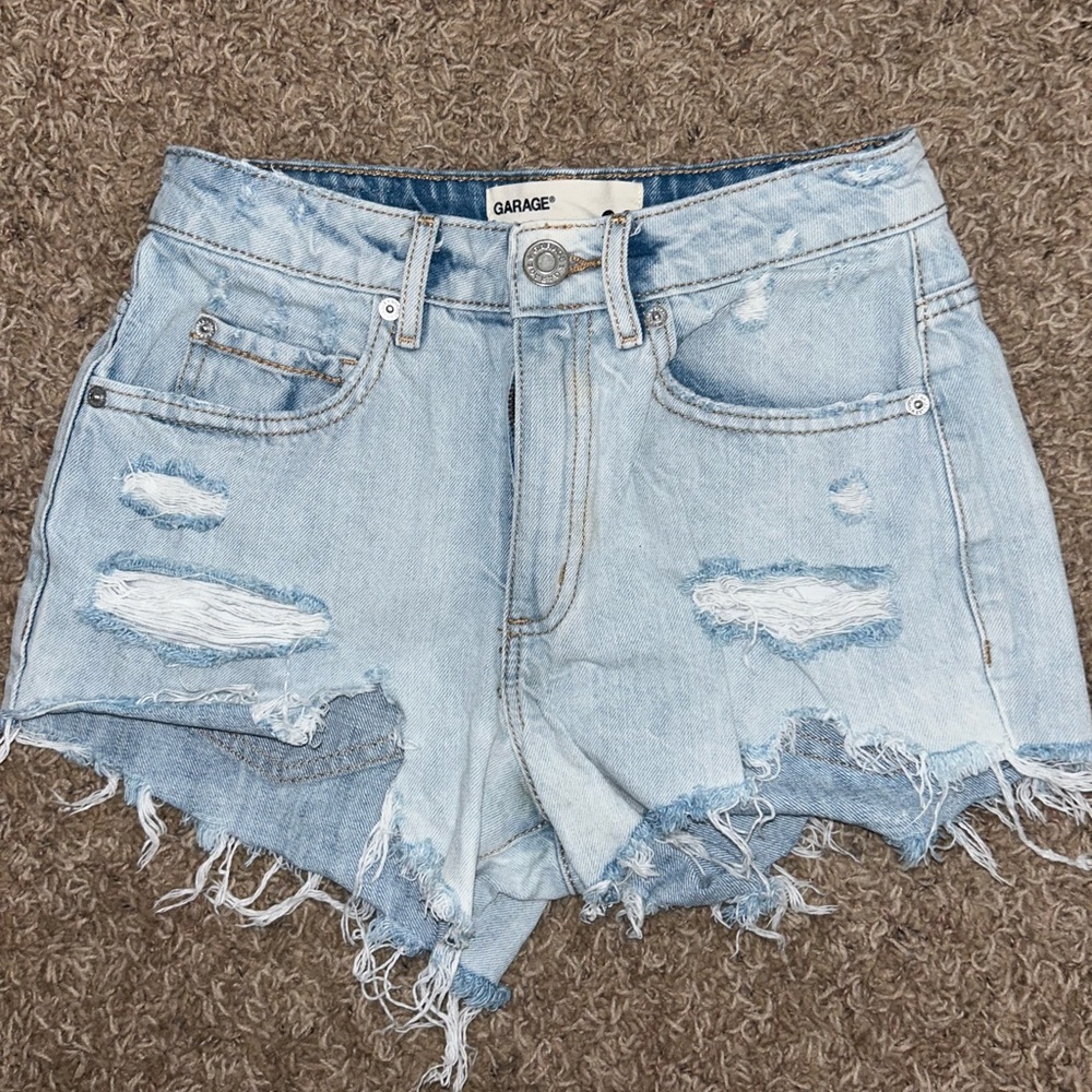 garage denim high waisted shorts